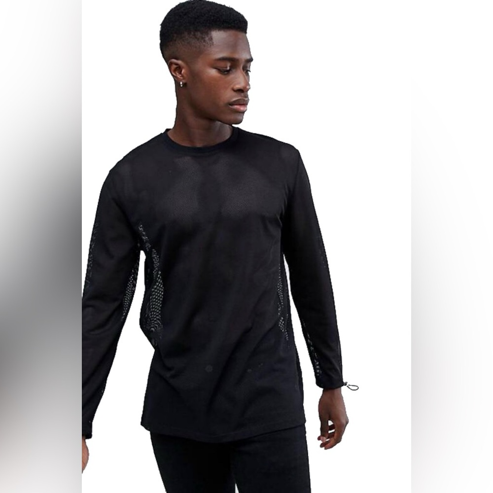 Used ASOS DESIGN Relaxed Longline Long Sleeve Mesh T-Shirt